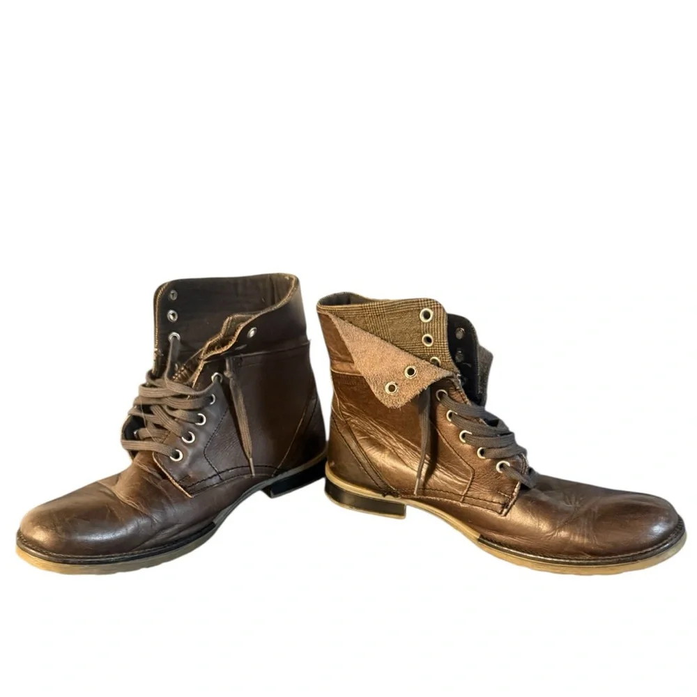 Franco Fortini Mens Sz 10 Ankle Boots Mate 2 Chukka Laces Brown Leather Shoes